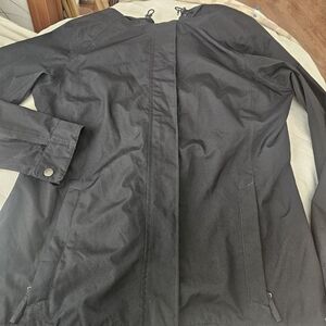 Lands' End Black Lightweight Hooded Rain Jacket